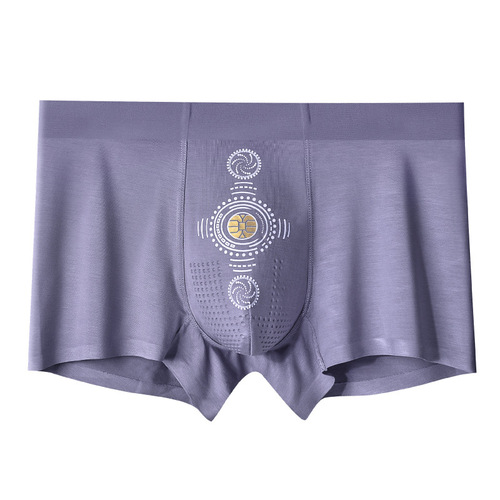 Wholesale 60 Count Modal Traceless Negative Ion Traceless Square One Piece Solid Color Breathable Antibacterial Crotch Men's Underwear
