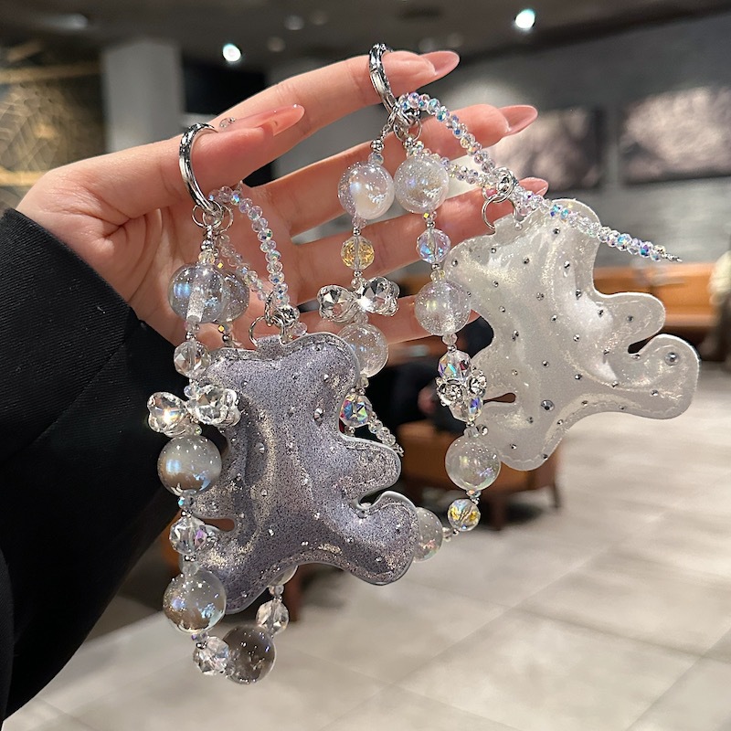 Cadena de teléfono móvil de alta gama hecha a mano de boutique, cadena de diamantes de imitación de oso, cordón de teléfono móvil de moda, colgante de mensajero corto