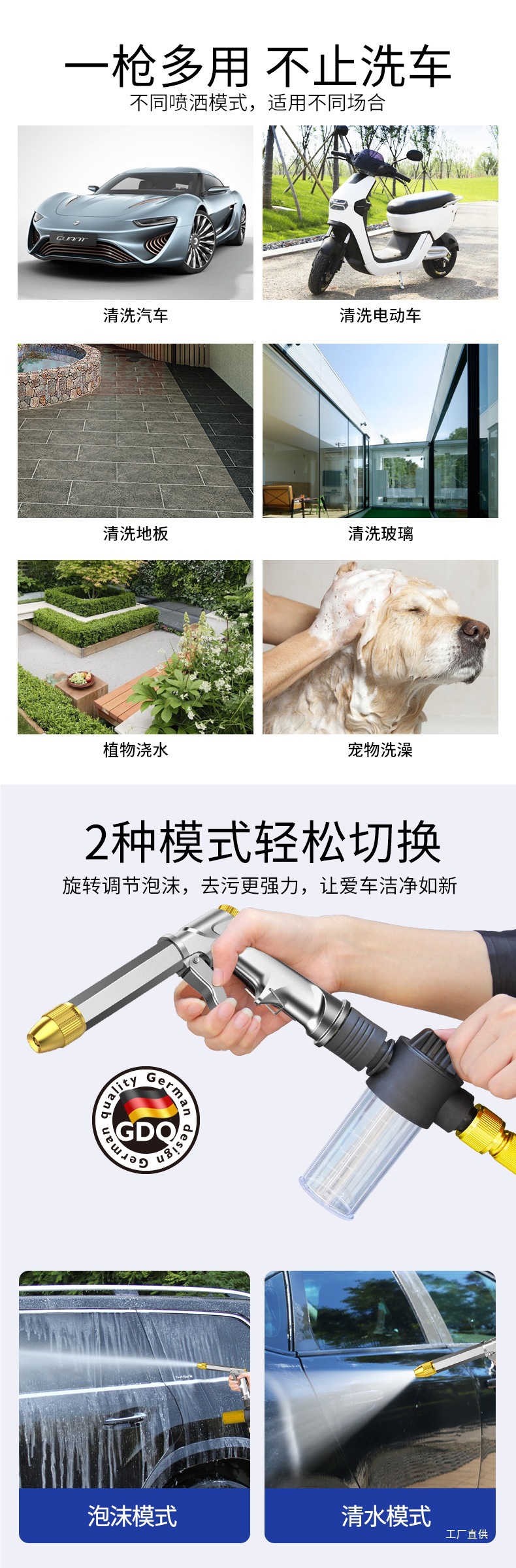 High-Pressure Car Wash Water Gun Household Tool with Retractable Hose, Powerful Spray Gun Nozzle for Washing Cars and Floors by Peihui