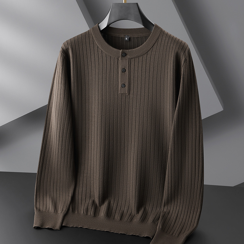 Fat Brother Plus Plus Size Men's Henry Collar Long Sleeve Sweater Autumn and Winter Inner Striped Sweater Men's plus size Loose Fat Brother Plus Plus Size Men's Henry Collar Long Sleeve Sweater Autumn and Winter Inner Striped Sweater Men's plus size Loose