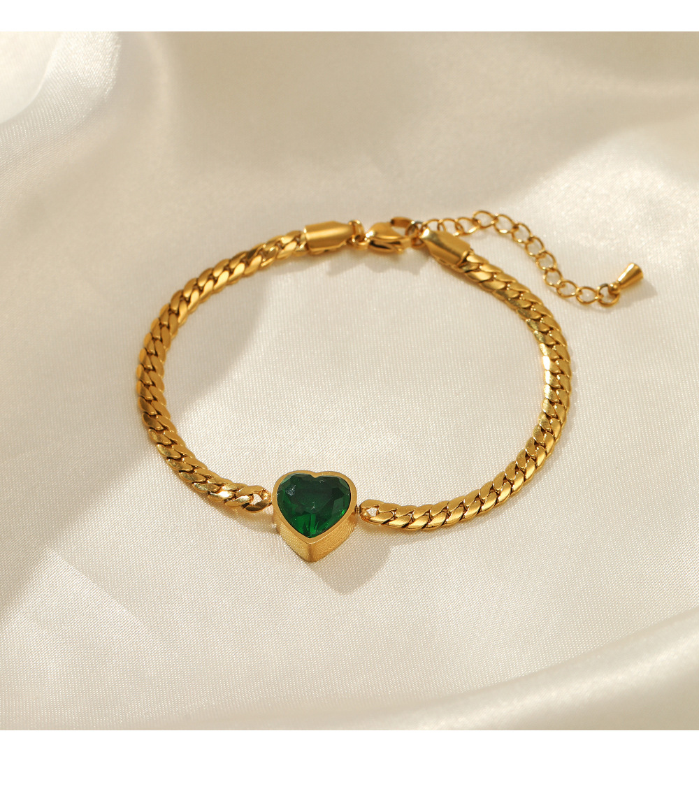 Fashion Heart Shape Stainless Steel Plating Rhinestones Bracelets Necklace