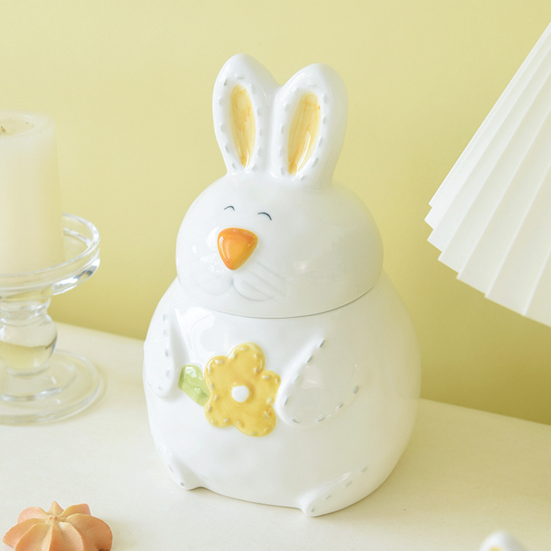 Transfronterizo spot de pascua cerámica jarra de huevo pintada a mano latas de dulces adornos para el hogar latas de almacenamiento de alimentos pascua