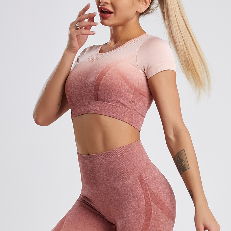 Gradient Yoga Tops Summer Gradient Seamless Hanging Dye Yoga Clothes Plus Size Sports Yoga Clothes Gradient Yoga Clothes