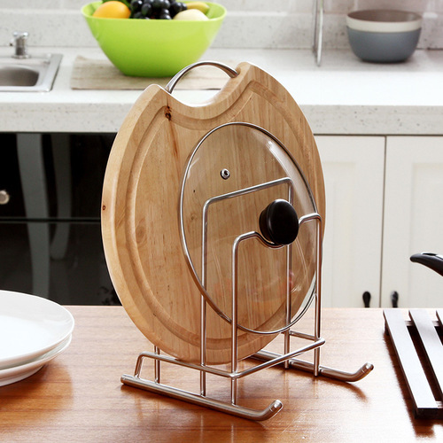 Kitchen desktop punch-free pot lid rack household stainless steel chopping board rack sled kitchen knife storage organizer rack knife rack