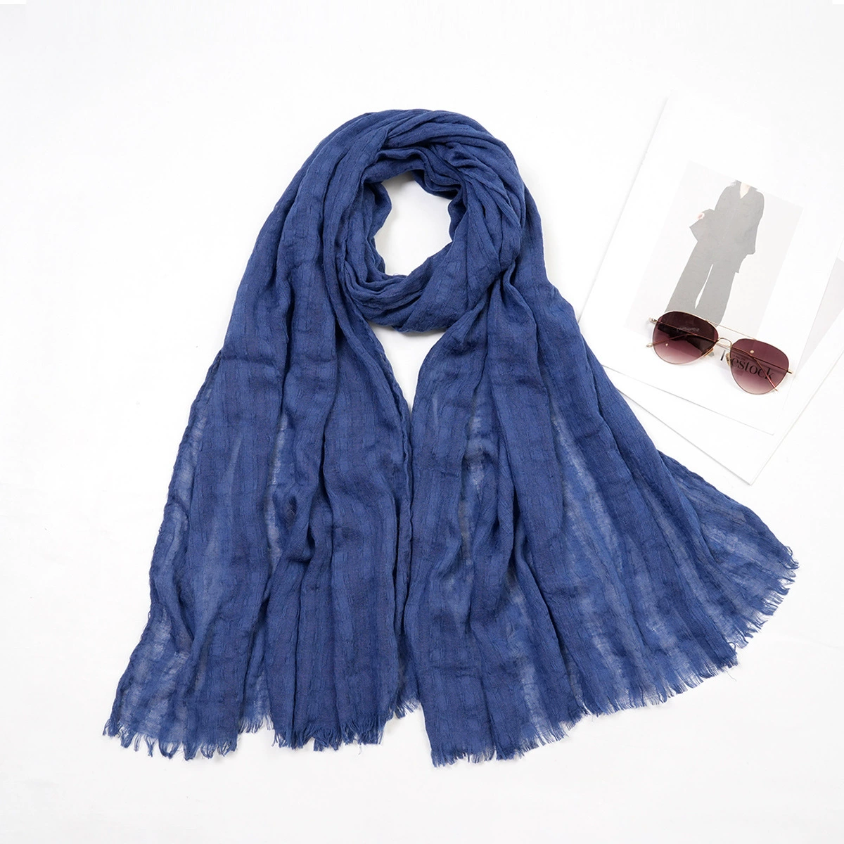 Classic universal solid fashionable cloak, scarf, European style, cotton and linen, wholesale