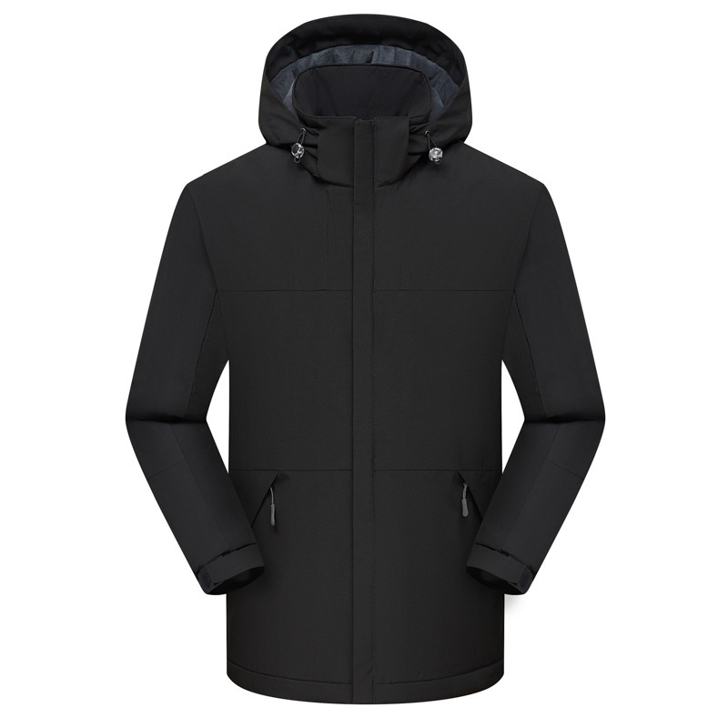 Abrigo de algodón acolchado forrado de lana para pareja para hombres y mujeres al aire libre sombrero desmontable impermeable color suelto a juego engrosado chaqueta súper suave al por mayor