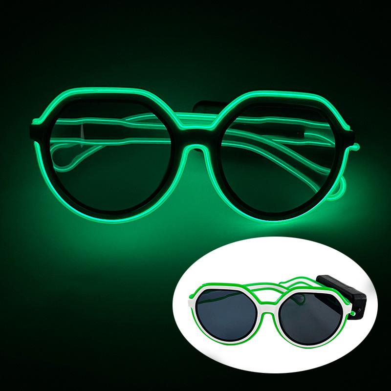 Gafas luminosas LED Barra KTV Equipo nocturno Gafas EL Gafas luminosas Oval Retro Moda Tinta Espejo