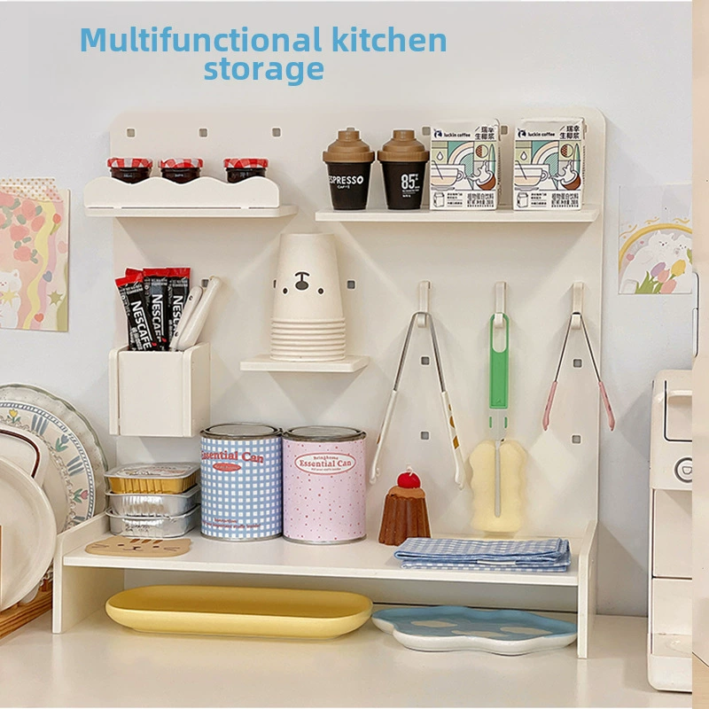 Desktop Pegboard Storage Shelf, Plastic Layered Organizer for Dorm & Study Desk, Dust‑Proof
