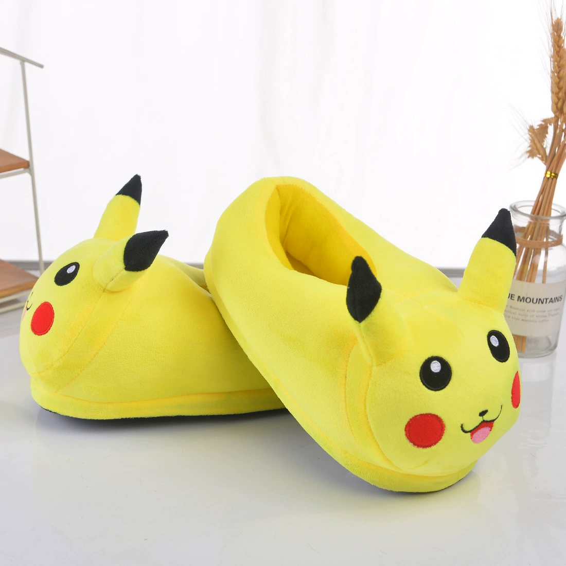 Заводская direct Pikachu новогодние хлопковые тапочки - милые домашние плюшевые тапочки, теплый осень/зима