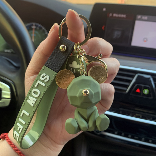 Creative Resin Car Keychain, Side View Big-Eared Bear Key Holder, Couple's Backpack Hook Decor, Festival Gift, Wholesale