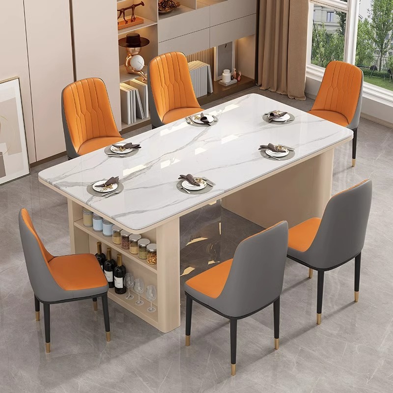 Light luxury Rock plate tea table and chair combination modern simple ...
