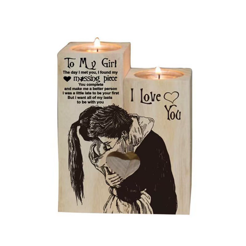 Трансграничный творческий подсвечник в форме сердца деревянная коробка праздничная атмосфера столешница декоративные украшения деревянная коробка День Святого Валентина резная деревянная коробка