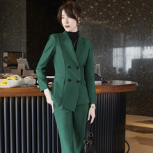 绿色西装外套女工作服套装秋装新款设计感高端气质职业正装西服冬