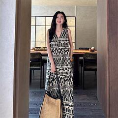 2025夏季新款无袖连衣裙女士气质背心裙遮肚显瘦裙子6103