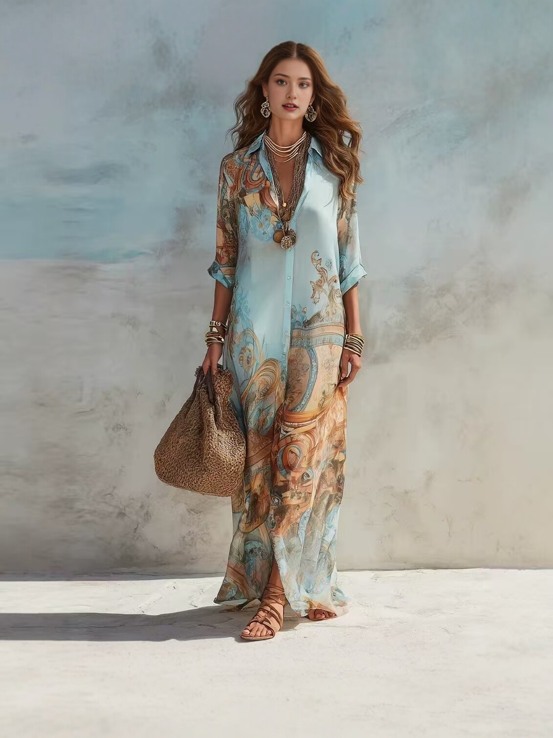 fashionable silk long skirt