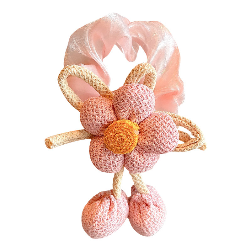 Niños dobles cabeza de bola nueva flor cuerda de cabello niñas atadas cabeza de bola anillo de cabello de cola de caballo niñas adornos para el cabello