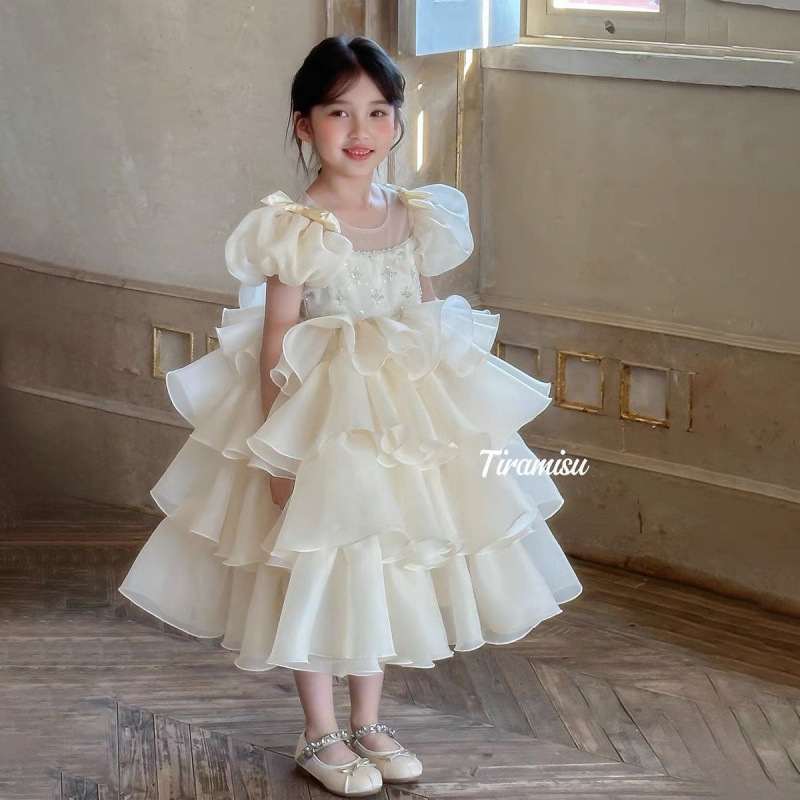2025 Children's Princess Girls New Dress Fashionable Puffy Baby Cake Bubble Girl Dress