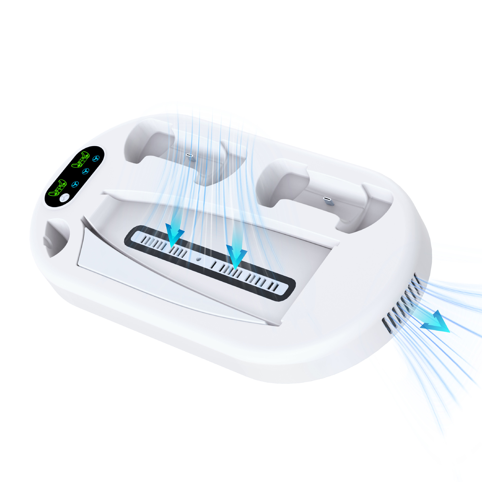 Base de carga y refrigeración para PS5, soporte de carga para el control de PS5, soporte multifuncional, disipación de calor inteligente y eficiente