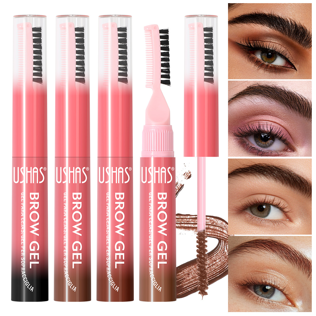 USHAS Europa y los Estados Unidos punto transfronterizo venta impermeable duradero doble cabeza cepillo de cejas gel UC155 image 3