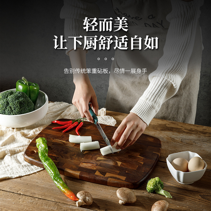 Tablero de corte vertical de madera de alta calidad transfronterizo Tablero de cortar de madera maciza Tablero de corte de cocina doméstico de grano de madera de costura de extremo de madera de acacia