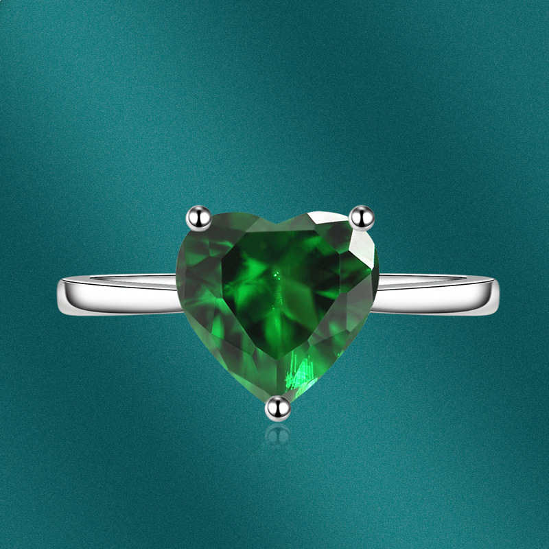 Fashion Heart Shape Copper Inlay Zircon Rings 1 Piece