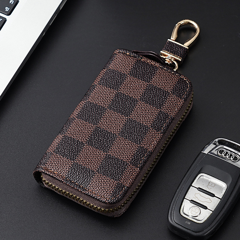 Nueva moda Litchi patrón multifuncional clave caso hombres y mujeres clave de almacenamiento de cuero caso de gran capacidad integrada clave bolsa