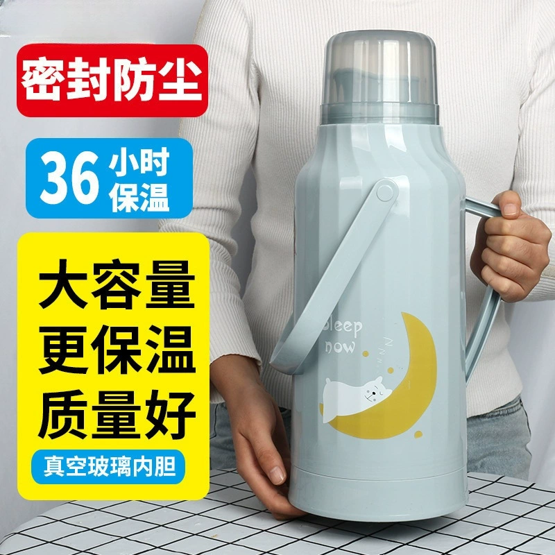 Capacious thermos for elementary school students for home use, glass liner