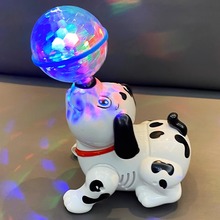 电动顶球小狗特技旋转跳舞小玩具万向灯光投影音乐特技狗儿童玩具