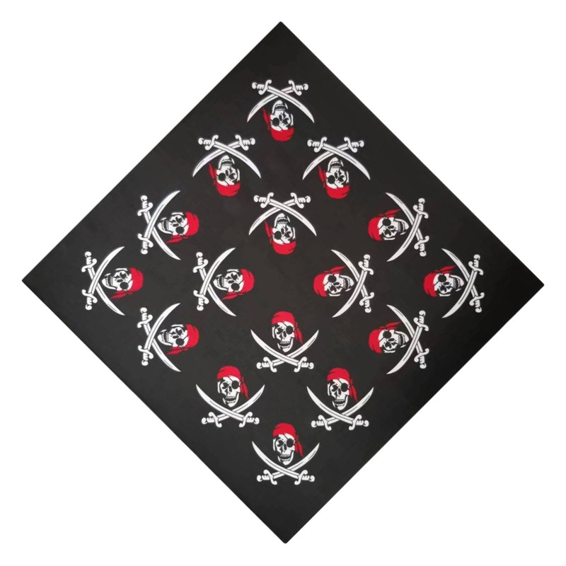 European and American Style Cotton Bow and Arrow Flame Ghost Head Square Scarf Cycling Mountaineering Outdoor Halloween Decorative Face Scarf
