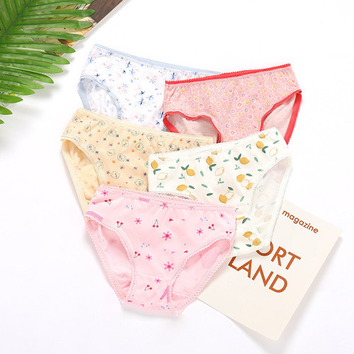 Children's underwear wholesale from the manufacturer, export floral cotton triangle pants for girls, suitable for both domestic and export, packaged in paper cards