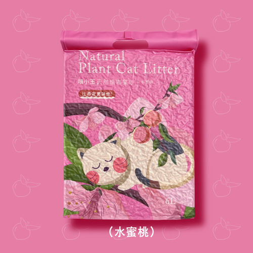 Meow Xiao Wang green tea tofu cat litter 6L natural deodorizing dust-free fast clumping cat litter peach tofu litter