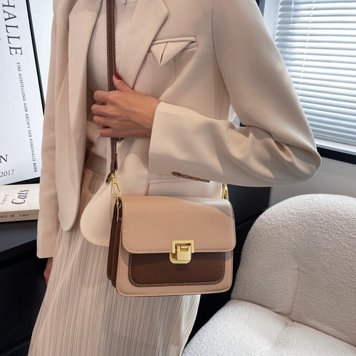 Textured crossbody small bag for women  spring new style fashionable versatile contrasting color small square bag niche shoulder bag