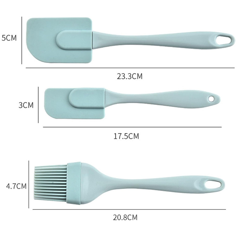 Stok 3 Parçalı Silikon Kazıyıcı Seti Spatula Fırça Seti Yüksek Sıcaklığa Dayanıklı Kek Fırın Aracı Seti