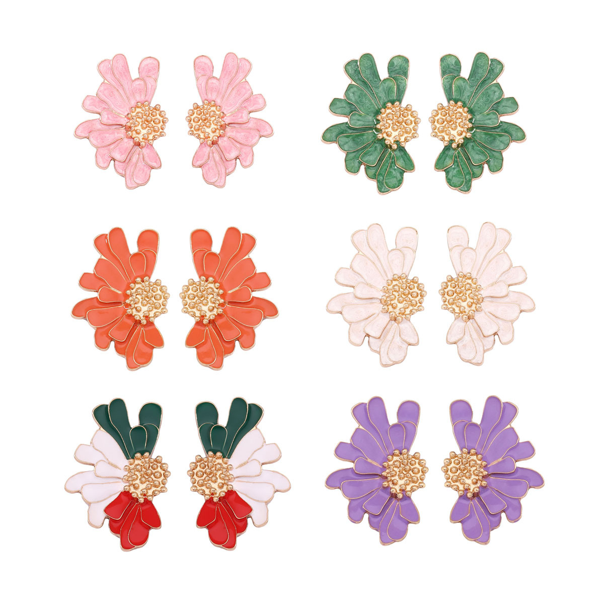 1 Pair Sweet Flower Enamel Plating Alloy Ear Studs display picture 1