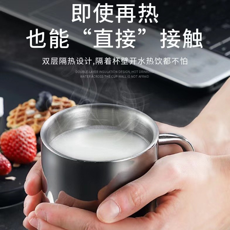 304 acero inoxidable de doble capa taza de agua aislante taza de boca de niños taza con tapa taza doméstica taza de comedor de jardín de infantes