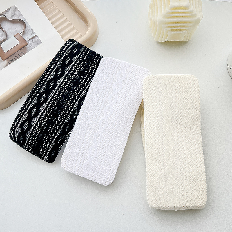 Medias negras delgadas de verano de Lolita Twist Striped retro calcetines de red puros calcetines blancos sobre la rodilla de las mujeres