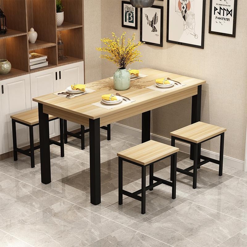 Commercial Dining Table and Chair Combination Canteen Restaurant Dining Table and Chairs Rectangular Fast Food Restaurant Food Stall Snack Bar Table and Chairs