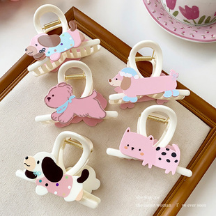 Cute little animal dog clip female high-end hair clip half-tied hair high stern shark clip small hair headdress