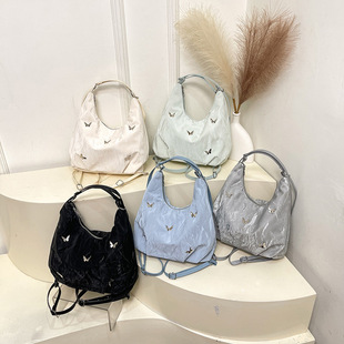 Casual Soft Surface Large Capacity Butterfly Decorative Shoulder Bag 2024 New Fashion Commuter Backpack Multi-Purpose Tote Bag