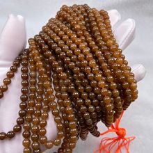 厂家批发天然新疆和田玉糖料佛珠6mm且末糖108颗佛珠DIY三圈长链