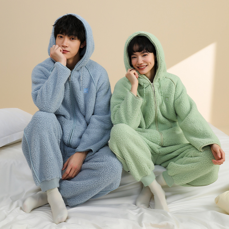 新型カップルパジャマ冬の北餅毛さんは保温家服セットを着てパジャマ男を厚くすることができる