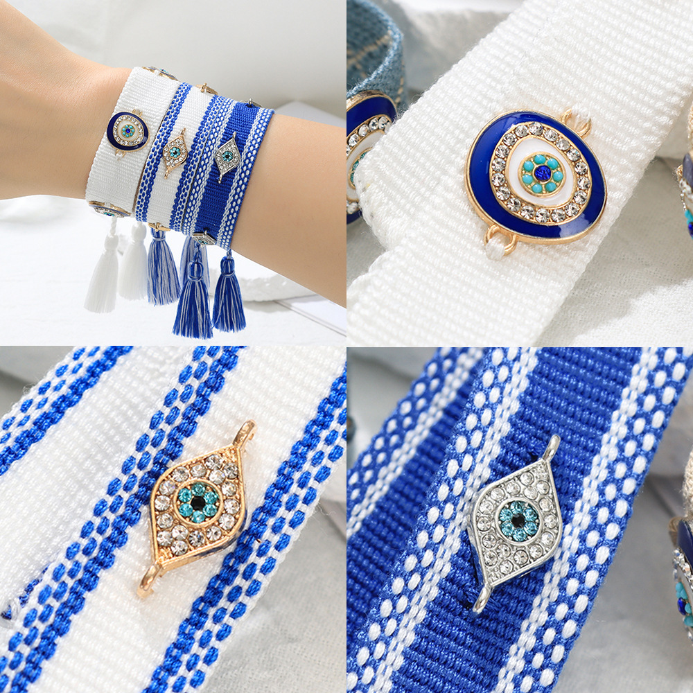 10g Weight Rhinestones Inlay Material Bracelets Classification Polyester Chain Material 1 Piece Quantity Holiday, Daily Occasion Polyester Material Devil's Eye, Heart Shape Pattern Unisex Gender Tassel, Braid, Inlay Design Casual Style Casual Devil's Eye Heart Shape Rhinestones Polyester Wholesale Bracelets 4