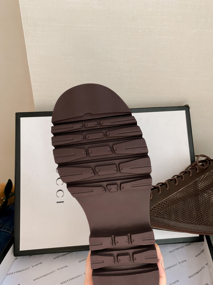 Boot lưới da thật cổ cao đế dày thoáng khí mùa xuân hè phong cách kỵ sĩ buộc dây — Màu nâu ống lớn, Màu đen cổ ống lớn, Ống nhỏ màu đen, Ống nhỏ màu be chi tiết 29
