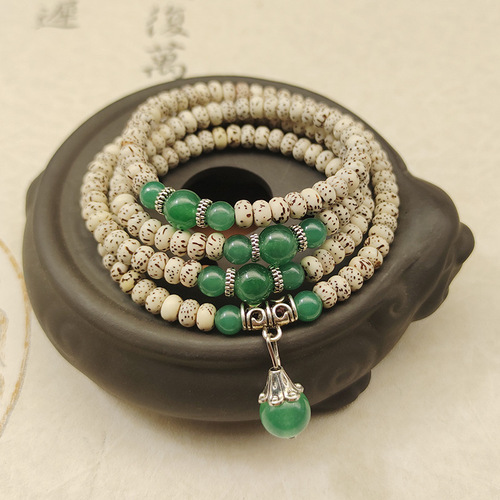 Bodhi 168 beads January star and moon Bodhi seeds bracelet, Gaomi mini women's Buddhist beads prayer beads necklace, unisex couple