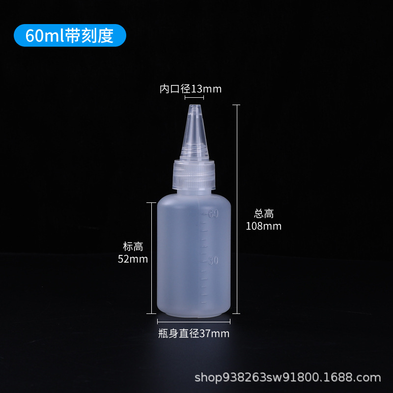 Botella de punta translúcida 10 500ml extrusible con botella de goteo de escala botella de plástico PE botella de tinta botella de pegamento