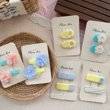 蓝色系花花对夹发夹儿童可爱发饰BB夹新款甜美韩国原创ins头饰