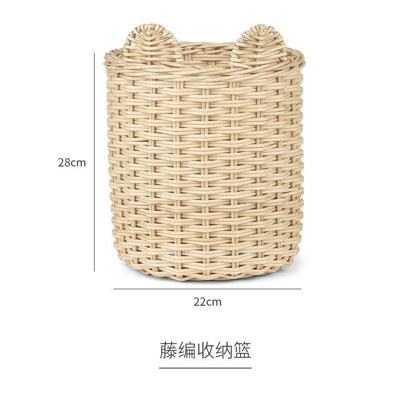 Nuevo estilo creativo tubo largo tela de caña artesanal cesto de almacenamiento de verduras, frutas, cesto de artículos de gran tamaño sala de estar dormitorio