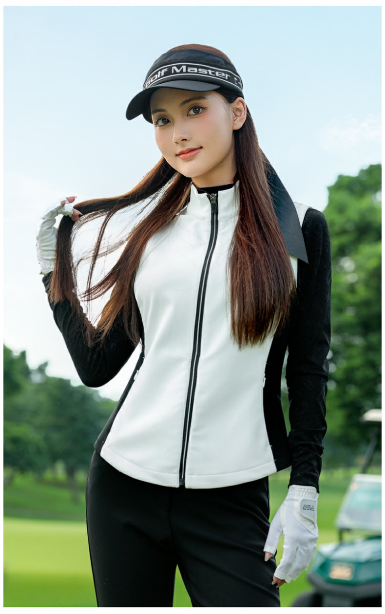 Áo vest nữ golf PGM thu đông hút ánh sáng giữ ấm, dây kéo vô hình, viền eo — Áo vest kaki [lớp lót hấp thụ ánh sáng và sưởi ấm/dây kéo vô hình/viền eo] YF846 chi tiết 8