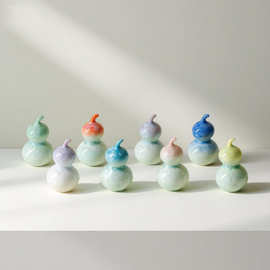 窑变结晶釉葫芦盖置摆件陶瓷渐变茶宠家居创意高颜值茶道配件送礼