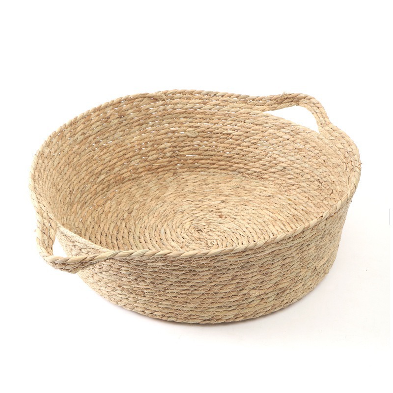 Tejido de caña de verano fresco tejido a mano cuatro estaciones generales semicerrado para mascotas gran tejido de paja cesta gato nido